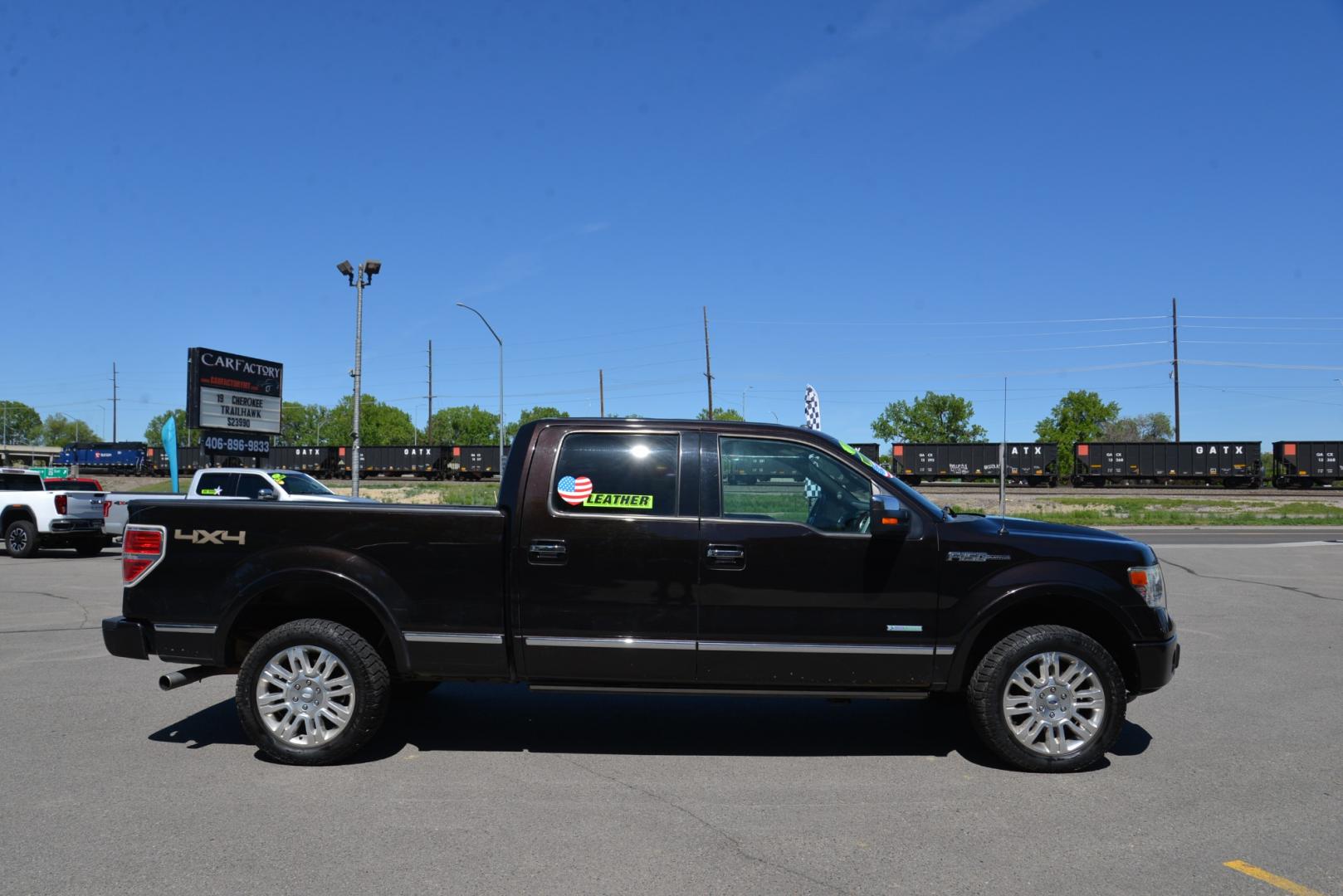 2013 Kodiak Brown /Brown leather Ford F-150 Platinum SuperCrew 6.5-ft. Bed 4WD (1FTFW1ET9DF) with an 3.5 Ecocoost Twin Turbo V6 engine, 6 speed automatic transmission, located at 4562 State Avenue, Billings, MT, 59101, (406) 896-9833, 45.769516, -108.526772 - 2013 Ford F150 Platinum Supercrew 6.5 Bed 4WD 3.5L V6 Ecoboost Twin Turbo Engine - 6 speed automatic transmission - 4WD - 147,549 miles - Inspected and serviced - copy of inspection and work performed as well as a full vehicle history report provided Platinum Edition - dual zone climate contr - Photo#1